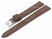 Uhrenarmband Luna 14mm dunkelbraun Natur-Leder zertifiziert velourartig matt abgenäht von GRAF (Schließenanstoß 12 mm)