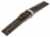 LUXUS-Uhrenarmband 24mm dunkelbraun HORWEEN CHROMEXCEL Leder helle Naht Faltschließe KUKI-FLEX (Schließenanstoß 20 mm)