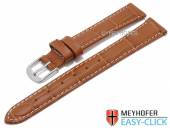 Meyhofer EASY-CLICK Uhrenarmband Ruston 12mm hellbraun Leder Alligator-Prägung helle Naht (Schließenanstoß 12 mm)