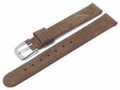 Meyhofer EASY-CLICK Uhrenarmband Bridgewater 14mm hellbraun Leder velourartig ohne Naht (Schließenanstoß 14 mm)