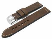 GERMAN MADE: Meyhofer EASY-CLICK Uhrband AMBERG - Motiv Outdoor 20mm dunkelbraun Leder vegetabil (Schließenanst. 20 mm)
