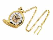 Lepine-Taschenuhr goldfarben extravagant Ziffernblatt weiß skelettiert (*SH*TU*)