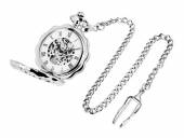 Lepine-Taschenuhr silberfarben extremer Look Ziffernblatt weiß skelettiert (*SH*TU*)