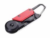 Mini-Multifunktions-Werkzeug Egon rot/schwarz mit 5 Funktionen Karabiner-Haken für Schlüsselbund, Rucksack etc.