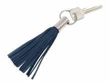 Schl&uuml;sselanh&auml;nger modische Lederquaste Leder/Metall navyblau MADE IN GERMANY