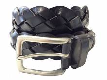 Hochwertiger geflochtener Ledergürtel MADE IN ITALY schwarz  - Größe 105 (Breite 3,5 cm)