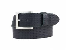 Hochwertiger Lederg&uuml;rtel MADE IN ITALY dunkelblau glatt perforiert - Gr&ouml;&szlig;e 120 (Breite ca. 4 cm)
