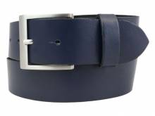 Hochwertiger Lederg&uuml;rtel MADE IN ITALY dunkelblau glatt - Gr&ouml;&szlig;e 120 (Breite 4 cm)