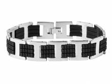 Schmuck-Armband Edelstahl/Kunststoff silberfarben/schwarz - Bandl&auml;nge ca. 21cm