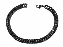 Schmuck-Armband Edelstahl Flachpanzerkette schwarz - Bandl&auml;nge ca. 21cm