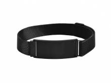 Schmuck-Armband Edelstahl Milanaise schwarz Identplatte mit Magnetverschlu&szlig; - Bandl&auml;nge bis ca. 30cm