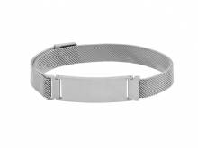 Schmuck-Armband Edelstahl Milanaise silberfarben Identplatte mit Magnetverschlu&szlig; - Bandl&auml;nge bis ca. 25cm