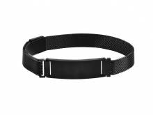 Schmuck-Armband Edelstahl Milanaise schwarz Identplatte mit Magnetverschlu&szlig; - Bandl&auml;nge bis ca. 25cm