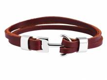 Schmuck-Armband braun Leder/Edelstahl Verschlu&szlig; Edelstahl silberfarben - Bandl&auml;nge ca. 23cm