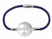 Schmuck-Armband blau Leder/Edelstahl Verschlu&szlig; Edelstahl silberfarben - Bandl&auml;nge ca. 18cm