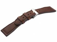 Uhrenarmband Aviator New 21mm dunkelbraun Leder Aviator-Look abgenäht EASY-CLICK von STAILER (Schließenanstoß 18 mm)