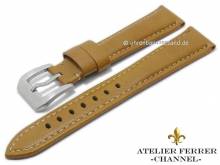 ABVERKAUF: Uhrband Becerro Sport PAN 18mm hellbraun Leder helle Naht ATELIER FERRER CHANNEL (Schlie&szlig;enansto&szlig; 16 mm)