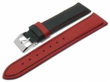 Uhrenarmband GMT-Serie 20mm rot/schwarz Leder genarbt Naht schwarz/rot ATELIER FERRER CHANNEL (Schließenanstoß 18 mm)