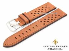 ABVERKAUF: Uhrenband Monza 24mm hbraun Leder Racing-Look abgen&auml;ht von ATELIER FERRER CHANNEL (Schlie&szlig;enansto&szlig; 22 mm)