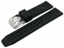 Uhrenarmband 22mm schwarz Silikon matt mit Struktur & Doppel-Dornschlie&szlig;e (Schlie&szlig;enansto&szlig; 22 mm)