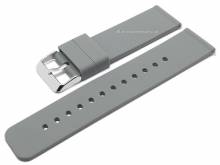 Basic-Uhrenarmband 24mm grau Silikon matt glatt mit Schnellwechsel-Stegen (Schließenanstoß 24 mm)