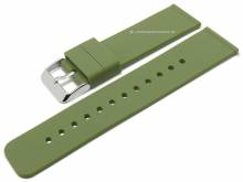 Basic-Uhrenarmband 24mm grün Silikon matt glatt mit Schnellwechsel-Stegen (Schließenanstoß 24 mm)