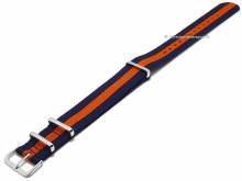Preistipp: Uhrenarmband 18mm dunkelblau Nylon oranger Streifen zweilagiges Durchzugsband im NATO-Style