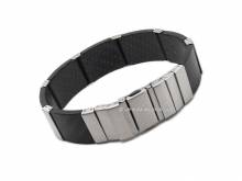 Schmuck-Armband Edelstahl/Karbon Gliederband stahlfarben/schwarz von Vollmer - Bandl&auml;nge ca. 19cm