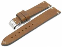 Ersatz-Uhrenarmband 20mm braun Leder Antik-Look helle Naht f&uuml;r ARISTO 7H102