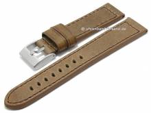 Uhrenarmband Vintage 20mm beige Leder vegetabil gegerbt abgenäht von BECO (Schließenanstoß 18 mm)