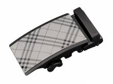 ABVERKAUF: Automatik-Gürtelschließe/Klemmschließe Kilt Metall schwarz-silberfarben Karomuster für Gürtelbreite 35mm