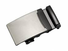 ABVERKAUF: Automatik-Gürtelschließe/Klemmschließe Lisiere Metall silberf.-schwarz mit Struktur für Gürtelbreite 35mm