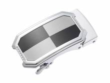 ABVERKAUF: Automatik-Gürtelschließe/Klemmschließe Helice Metall silberfarben-schwarz-grau für Gürtelbreite 35mm