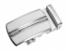 ABVERKAUF: Automatik-Gürtelschließe/Klemmschließe Liane Blanche Metall silberfarben-weiß für Gürtelbreite 35mm