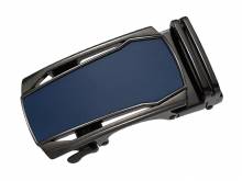 ABVERKAUF: Automatik-Gürtelschließe/Klemmschließe Metal Bleu Metall schwarz/blau für Gürtelbreite 35mm