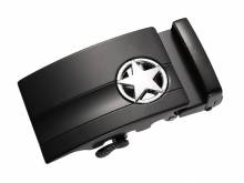 ABVERKAUF: Automatik-Gürtelschließe/Klemmschließe Star Metall schwarz-silberfarben mit Stern für Gürtelbreite 35mm