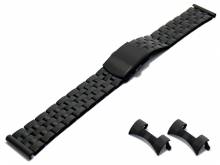 Uhrenarmband (BrMA2105S) 20mm schwarz Edelstahl gefaltet teilweise poliert mit Wechselansto&szlig; rund & gerade von BEAR