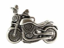 G&uuml;rtelschlie&szlig;e Metall silberfarben Motiv Motorrad Antik-Look passend f&uuml;r G&uuml;rtelbreite 40 mm