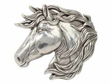 G&uuml;rtelschlie&szlig;e Metall silber Motiv Pferd Antik-Look passend f&uuml;r G&uuml;rtelbreite 40 mm