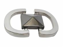G&uuml;rtelschlie&szlig;e Metall silberfarben/schwarz modisch passend f&uuml;r G&uuml;rtelbreite 40 mm
