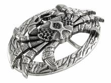 G&uuml;rtelschlie&szlig;e Metall silber Motiv Krabbe mit Strass-Steinen passend f&uuml;r G&uuml;rtelbreite 40 mm