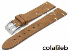 ABVERKAUF: Uhrenarmband Matera 18mm hellbraun Leder Vintage-Look helle Naht von COLAREB (Schlie&szlig;enansto&szlig; 16 mm)
