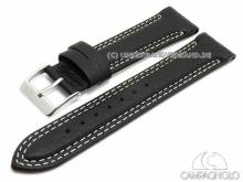 ABVERKAUF: Uhrenarmband 18mm schwarz Leder genarbt helle Doppelnaht von CAMPAGNOLO (Schlie&szlig;enansto&szlig; 16 mm)
