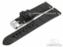ABVERKAUF: Uhrenband 18mm schwarz Leder Alligator-Pr&auml;gung Antik-Look helle Naht von CAMPAGNOLO (Schlie&szlig;enansto&szlig; 16 mm)