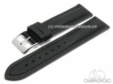 ABVERKAUF: Uhrenarmband 24mm schwarz Leder glatt abgen&auml;ht von CAMPAGNOLO (Schlie&szlig;enansto&szlig; 22 mm)