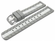 Uhrenarmband 22mm grau/wei&szlig; Silikon mit Schnellwechsel-Federstegen f&uuml;r sportive Uhren & Smartwatches