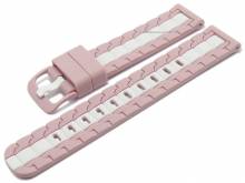 Uhrenarmband 22mm rosa/wei&szlig; Silikon mit Schnellwechsel-Federstegen f&uuml;r sportive Uhren & Smartwatches