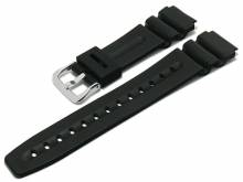 Uhrenarmband CsKA35 19mm schwarz Synthetik matt mit Längsnut passend für CASIO & mehr (Schließenanstoß 19 mm)