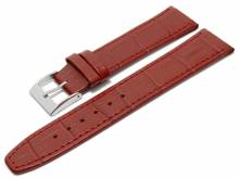 Uhrenarmband 18mm rot Leder Clip-Anstoß Alligator-Prägung abgenäht (Schließenanstoß 16 mm)