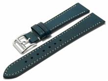 Uhrenarmband Boissy 22mm dunkelblau Leder Schnellwechsel-Stege EASY-CLICK genarbt helle Naht (Schlie&szlig;enansto&szlig; 18 mm)